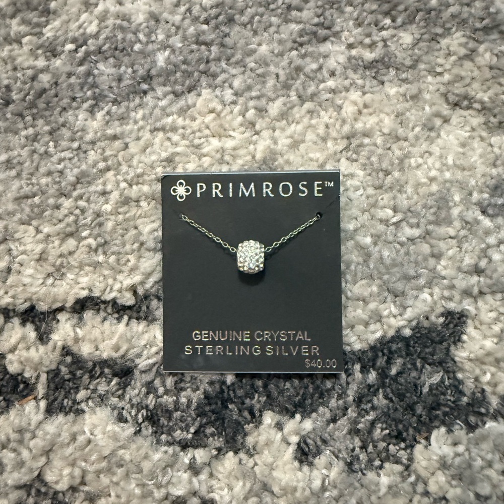 Primrose Sterling Silver Necklace with Crystal Charm